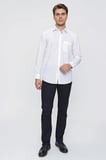 Beyaz Uzun Kol Düz Bez Ayağı Sert Yaka Cep 30 Pamuklu Basic Comfort Fit Gömlek 1004250051_600