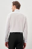 Beyaz Uzun Kol Düz Bez Ayağı Ata Yaka Cepsiz Pamuklu Basic Slim Fit Gömlek 1004250060_600