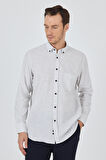 Uzun Kol Çizgili Desen Bez Ayağı Düğmeli Yaka cepli Pamuklu Casual Comfort Fit Gömlek 1004250100
