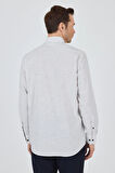 Uzun Kol Çizgili Desen Bez Ayağı Düğmeli Yaka cepli Pamuklu Casual Comfort Fit Gömlek 1004250100