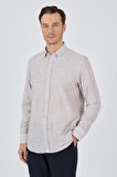 Kahverengi Uzun Kol Cepsiz Pamuk Casual Comfort Fit Gömlek 1004250127