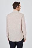 Açık Somon Uzun Kol Cepsiz Pamuk Casual Comfort Fit Gömlek 1004250127