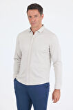 Taş Rengi Uzun Kol Düz Örme Polo Yaka Cepsiz Esnek Classic Slim Fit Gömlek 1004250153_610