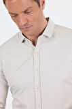 Taş Rengi Uzun Kol Düz Örme Polo Yaka Cepsiz Esnek Classic Slim Fit Gömlek 1004250153_610