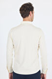 Açık Krem Uzun Kol Düz Örme Polo Yaka Cepsiz Esnek Classic Slim Fit Gömlek 1004250153_650