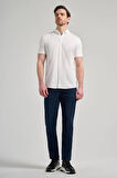 Beyaz Kısa Kol Düz Örme İtalyan Yaka Düğmeli Cepsiz Pamuklu Classic Slim Fit Gömlek 1004250156_600