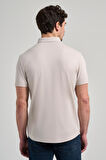 Taş Rengi Kısa Kol Düz Örme İtalyan Yaka Cepsiz Pamuklu Classic Slim Fit Gömlek 1004250156