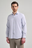 Uzun Kol Desenli Armürlü İtalyan Yaka Cepsiz Pamuklu Classic Slim Fit Gömlek 1004250161