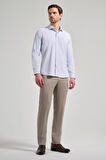 Uzun Kol Desenli Armürlü İtalyan Yaka Cepsiz Pamuklu Classic Slim Fit Gömlek 1004250161