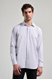 Uzun Kol Çizgili Desen Bez Ayağı Sert Yaka cepli Pamuklu Classic Comfort Fit Gömlek 1004250172
