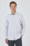 Uzun Kol Desenli Armürlü Sert Yaka cepli Pamuklu Classic Comfort Fit Gömlek 1004250174