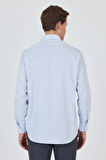 Uzun Kol Çizgili Desen Bez Ayağı Sert Yaka cepli Pamuklu Classic Comfort Fit Gömlek 1004250179