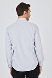 Uzun Kol Desenli Armürlü Sert Yaka Cepsiz Pamuklu Classic Slim Fit Gömlek 1004250184