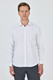 Uzun Kol Desenli Armürlü Sert Yaka Cepsiz Pamuklu Classic Slim Fit Gömlek 1004250185