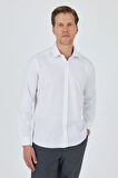 Uzun Kol Desenli Armürlü Sert Yaka Cepsiz Pamuklu Classic Slim Fit Gömlek 1004250185