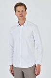 Uzun Kol Düz Bez Ayağı Sert Yaka Cepsiz Pamuklu Classic Slim Fit Gömlek 1004250195