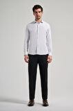 Uzun Kol Desenli Armürlü İtalyan Yaka Cepsiz Pamuklu Classic Slim Fit Gömlek 1004250196