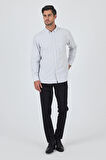 Uzun Kol Kareli Desen Bez Ayağı Düğmeli Yaka cepli Pamuklu Classic Comfort Fit Gömlek 1004250197