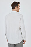 Uzun Kol Çizgili Desen Bez Ayağı Düğmeli Yaka Cepsiz Pamuklu Classic Comfort Fit Gömlek 1004250198