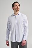 Uzun Kol Çizgili Desen Bez Ayağı İtalyan Yaka Cepsiz Esnek Classic Slim Fit Gömlek 1004250201