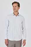 Uzun Kol Çizgili Desen Bez Ayağı İtalyan Yaka Cepsiz Esnek Classic Slim Fit Gömlek 1004250202