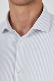 Uzun Kol Çizgili Desen Bez Ayağı İtalyan Yaka Cepsiz Esnek Classic Slim Fit Gömlek 1004250202