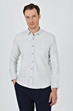 Uzun Kol Desenli Armürlü Düğmeli Yaka Cepsiz Pamuklu Classic Slim Fit Gömlek 1004250205