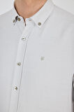 Uzun Kol Desenli Armürlü Düğmeli Yaka Cepsiz Pamuklu Classic Slim Fit Gömlek 1004250205