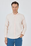 Uzun Kol Desenli Armürlü Düğmeli Yaka Cepsiz Pamuklu Classic Slim Fit Gömlek 1004250205