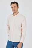 Uzun Kol Desenli Armürlü Düğmeli Yaka Cepsiz Pamuklu Classic Slim Fit Gömlek 1004250205
