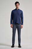 Uzun Kol Desenli Armürlü Düğmeli Yaka Cepsiz Pamuklu Casual Slim Fit Gömlek 1004250206