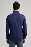 Uzun Kol Desenli Armürlü Düğmeli Yaka Cepsiz Pamuklu Casual Slim Fit Gömlek 1004250206
