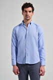 Uzun Kol Desenli Armürlü Düğmeli Yaka Cepsiz Pamuklu Casual Slim Fit Gömlek 1004250206