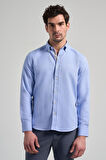 Uzun Kol Desenli Armürlü Düğmeli Yaka Cepsiz Pamuklu Casual Slim Fit Gömlek 1004250206