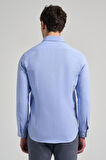 Uzun Kol Desenli Armürlü Düğmeli Yaka Cepsiz Pamuklu Casual Slim Fit Gömlek 1004250206
