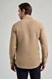Uzun Kol Desenli Armürlü Düğmeli Yaka Cepsiz Pamuklu Casual Slim Fit Gömlek 1004250206