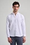 Uzun Kol Desenli Armürlü Düğmeli Yaka Cepsiz Pamuklu Casual Slim Fit Gömlek 1004250206