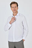 Uzun Kol Desenli Armürlü Sert Yaka Cepsiz Pamuklu Classic Slim Fit Gömlek 1004250208