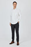 Uzun Kol Düz Bez Ayağı Sert Yaka cepli Pamuklu Classic Comfort Fit Gömlek 1004250210