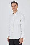 Uzun Kol Düz Bez Ayağı Sert Yaka cepli Pamuklu Classic Comfort Fit Gömlek 1004250210
