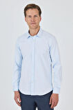Uzun Kol Düz Bez Ayağı Sert Yaka Cepsiz Pamuklu Classic Slim Fit Gömlek 1004250211