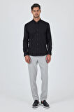 Uzun Kol Düz Bez Ayağı Düğmeli Yaka Cepsiz Pamuklu Casual Slim Fit Gömlek 1004250212