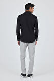 Uzun Kol Düz Bez Ayağı Düğmeli Yaka Cepsiz Pamuklu Casual Slim Fit Gömlek 1004250212