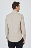 Uzun Kol Düz Bez Ayağı Düğmeli Yaka Cepsiz Pamuklu Casual Slim Fit Gömlek 1004250212