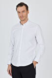 Uzun Kol Düz Bez Ayağı Düğmeli Yaka Cepsiz Pamuklu Casual Slim Fit Gömlek 1004250212