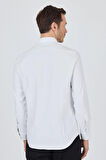 Uzun Kol Düz Bez Ayağı Düğmeli Yaka Cepsiz Pamuklu Casual Slim Fit Gömlek 1004250212