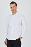Uzun Kol Düz Bez Ayağı Düğmeli Yaka Cepsiz Pamuklu Casual Slim Fit Gömlek 1004250212