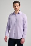 Lila Sert Yaka Düz Classic Pamuklu Slim Fit Gömlek 1004250214