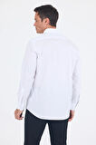 Beyaz Sert Yaka Uzun Kol Cepli Comfort Fit %100 Pamuk Gömlek 1004250222