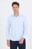 Koyu Mavi Uzun Kol Sert Yaka Cepsiz  Slim Fit Pamuklu Gömlek 1004250225